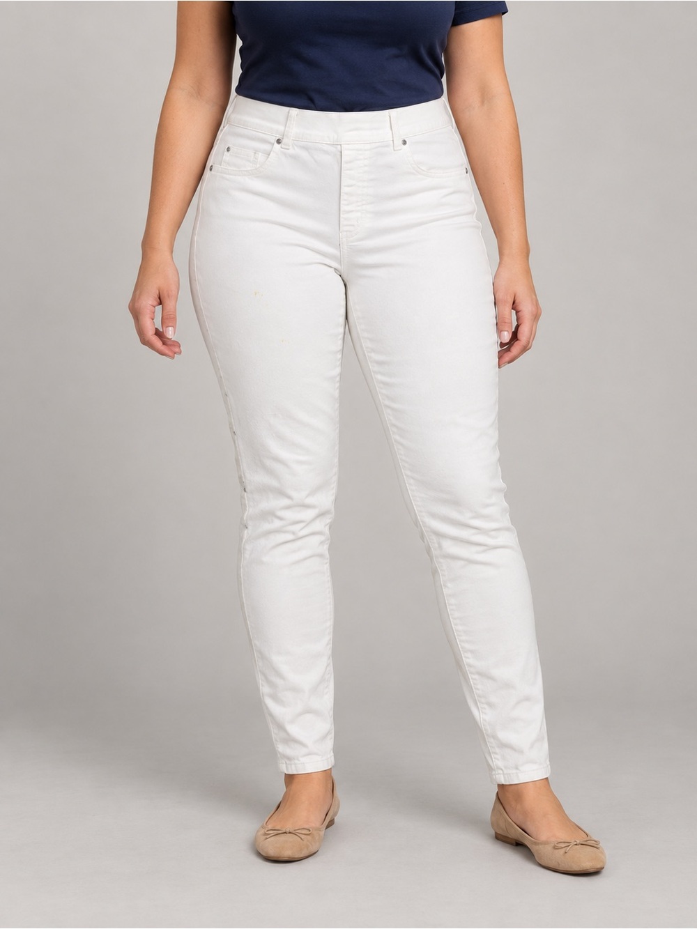 SPANX White Pull On Skinny Jeans Womens Large Tall LT Denim Jeggings
